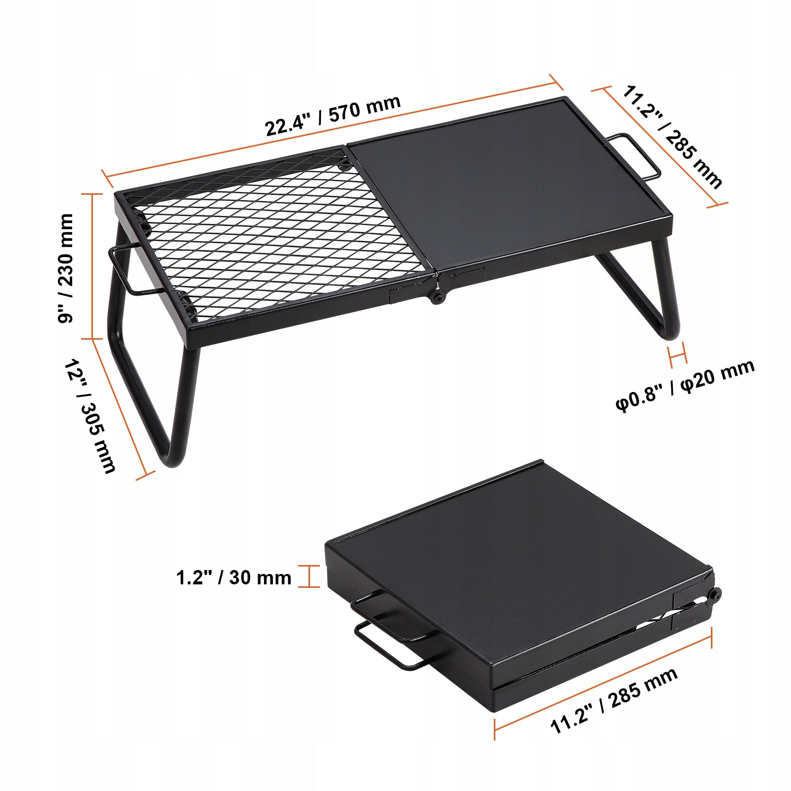 Folding Campfire Grill 57cm Steel Mesh Portable with Legs Carrying Bag Manufacturer Vevor