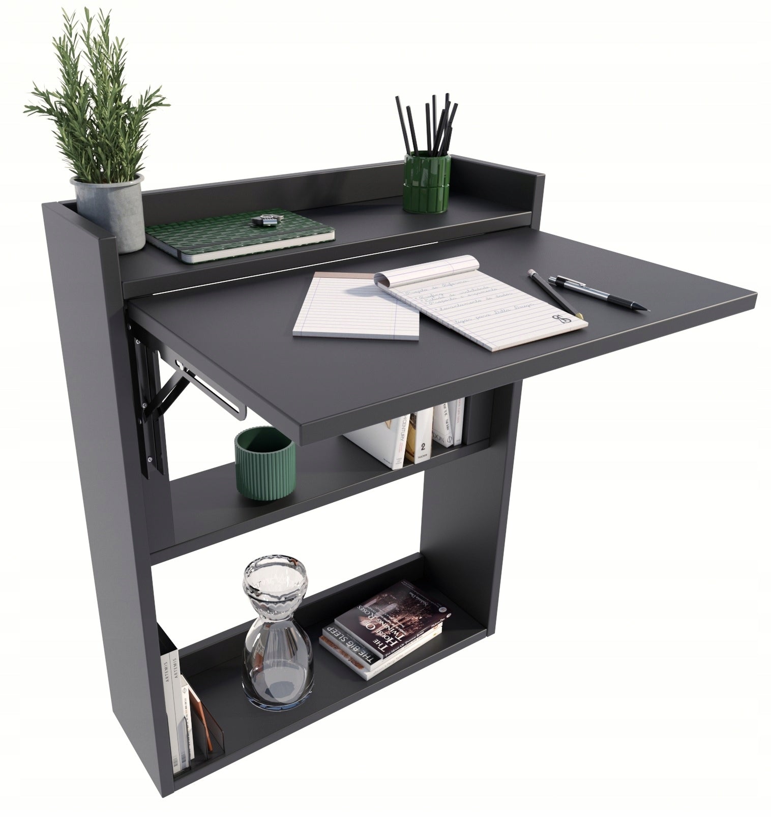 Folding Desk Black Wall Desk for Office Living Room MK