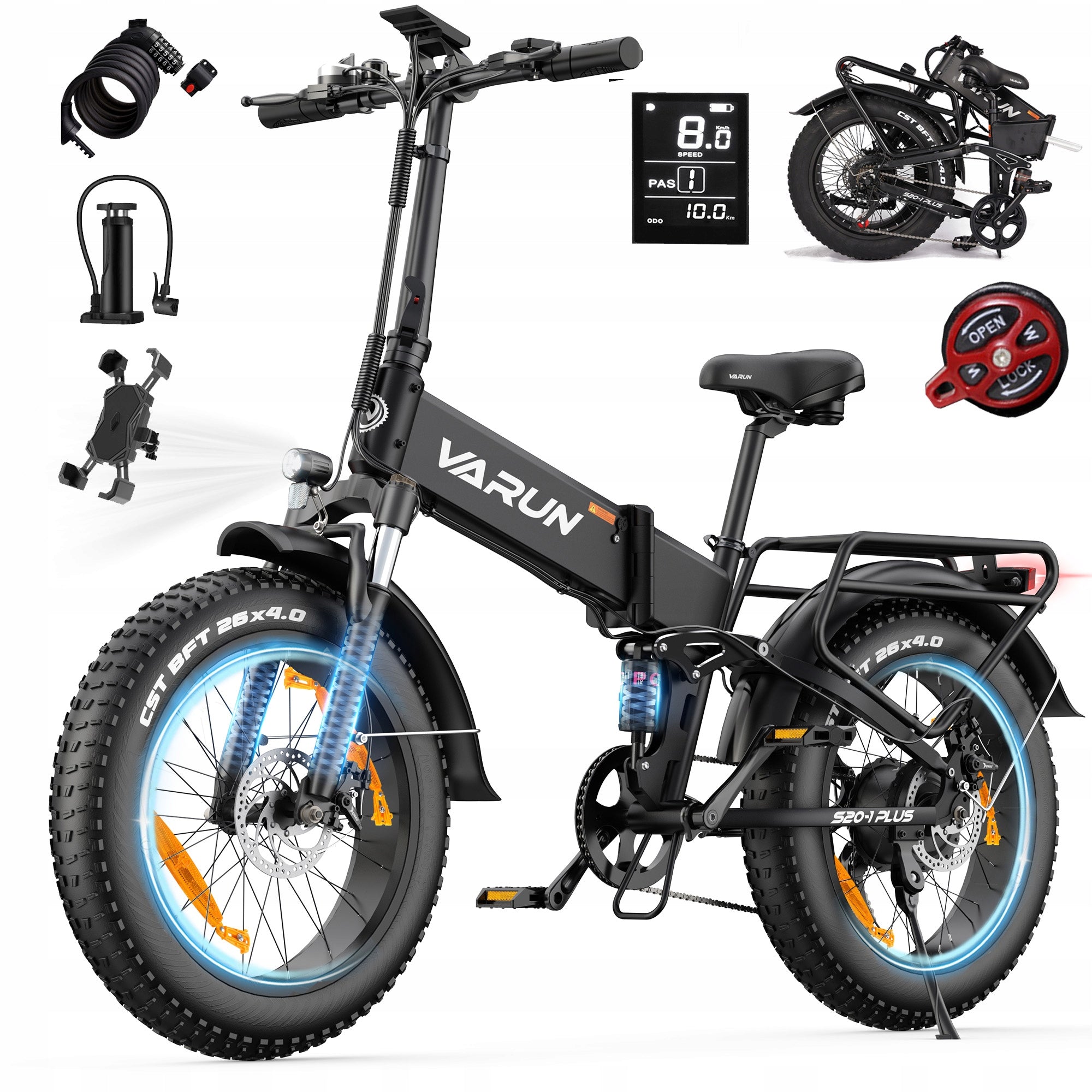 Folding Electric Bike VARUN 20x4'' 48V 13AH 250W 120HP Male/Women's