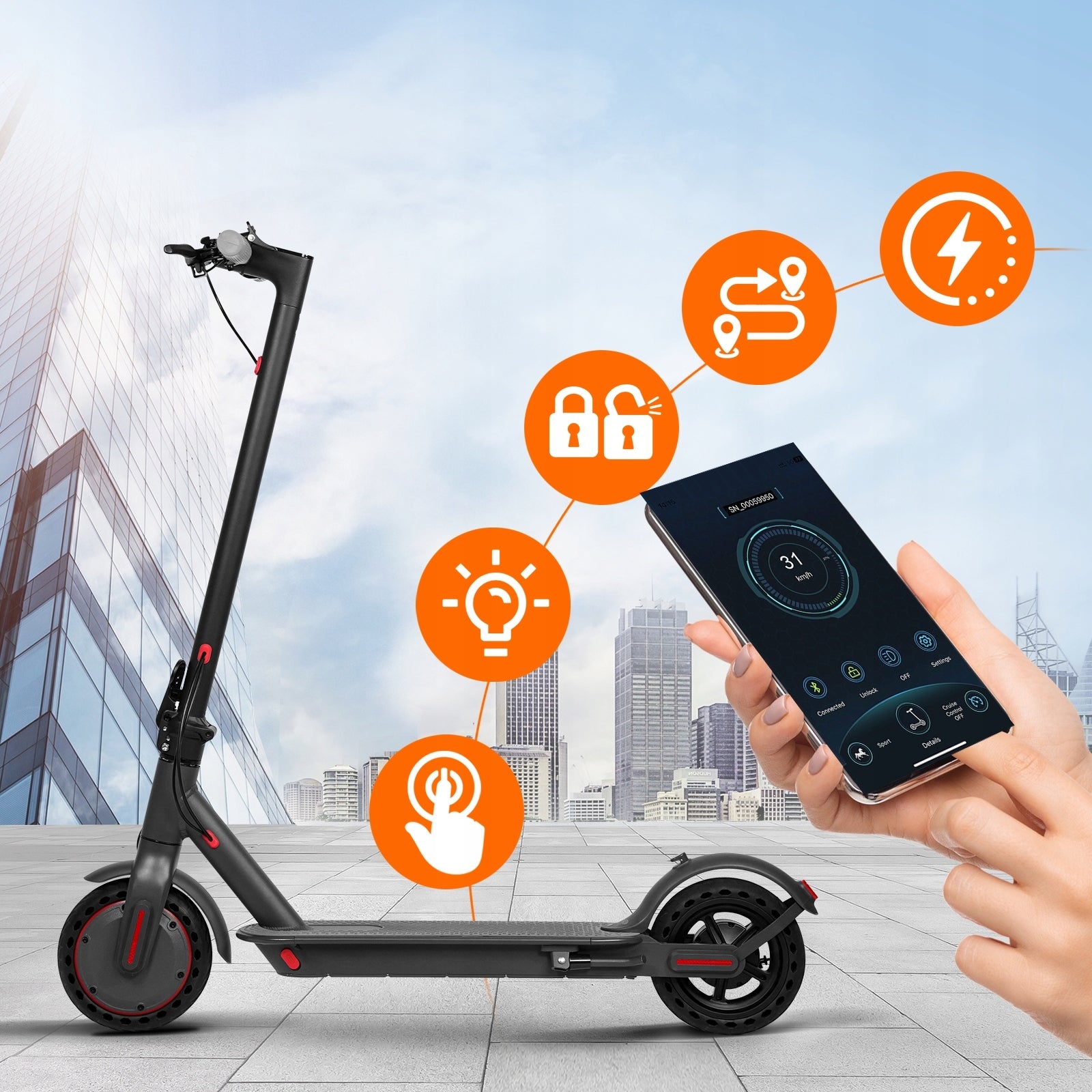 Folding Electric Scooter 350W 36V 35KM 8.5“ + APP Manufacturer code EU-TX01-784196669622