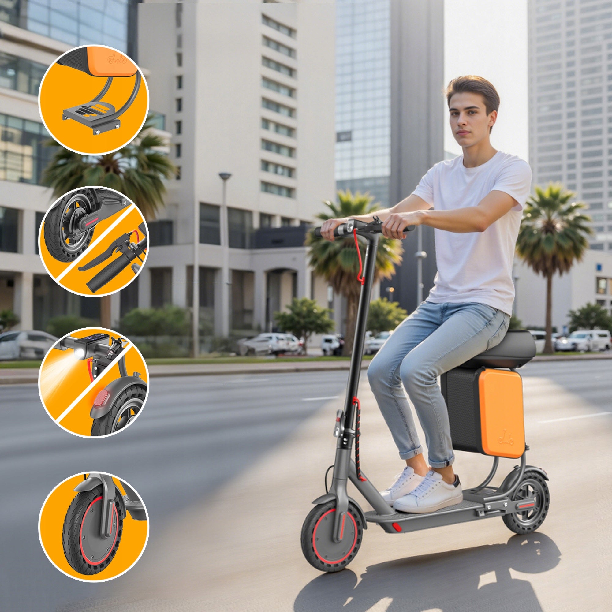 Folding Electric Scooter TX01-XB 350W 36V 25KM range 8.5" + 11L saddle bag Engine power 350 W