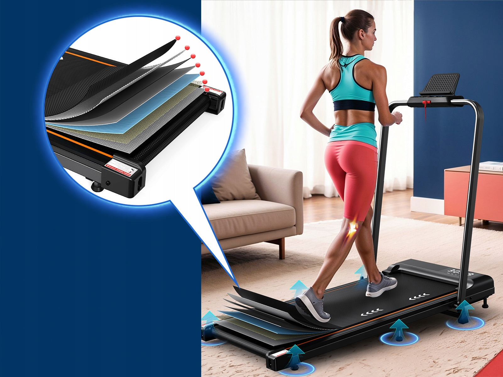 Folding Electric Treadmill 120kg 12km/h 2.5HP+ Remote Control Maximum user weight 120 kg