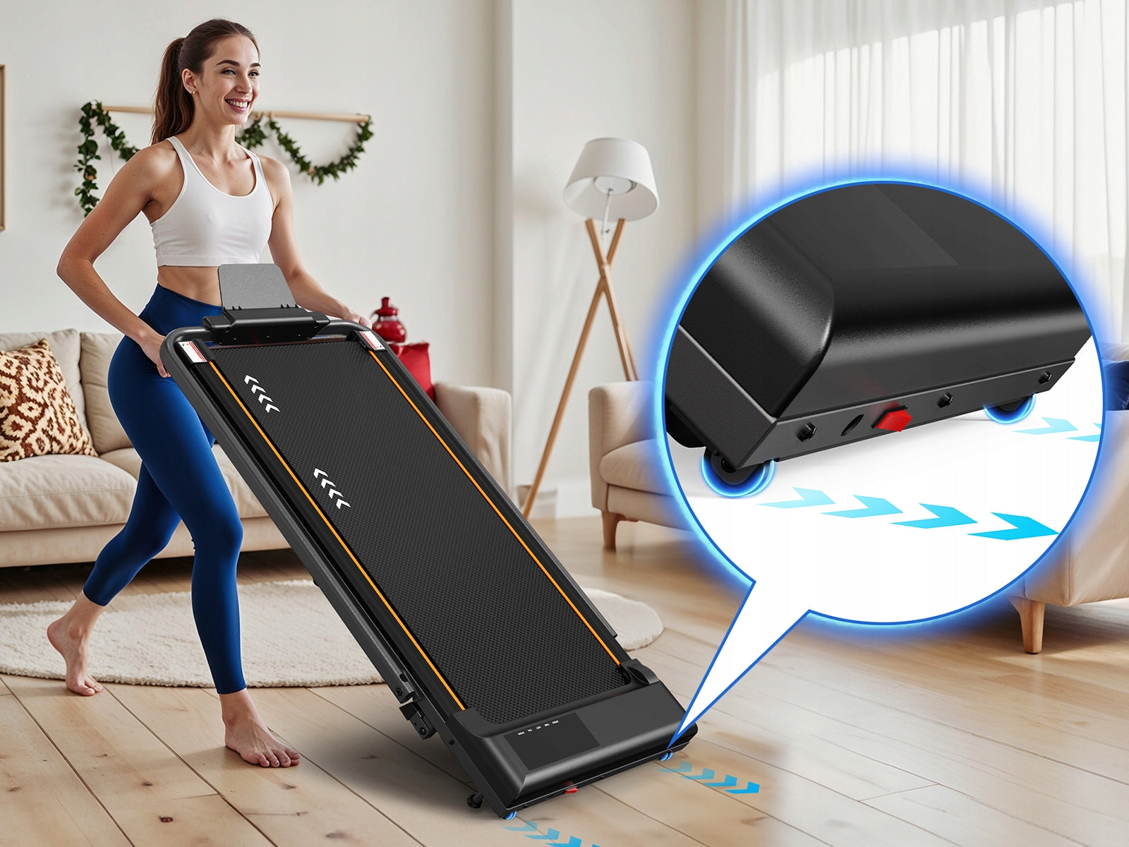 Folding Electric Treadmill 120kg 12km/h + Remote Control+ touch screen Power 2.5 HP