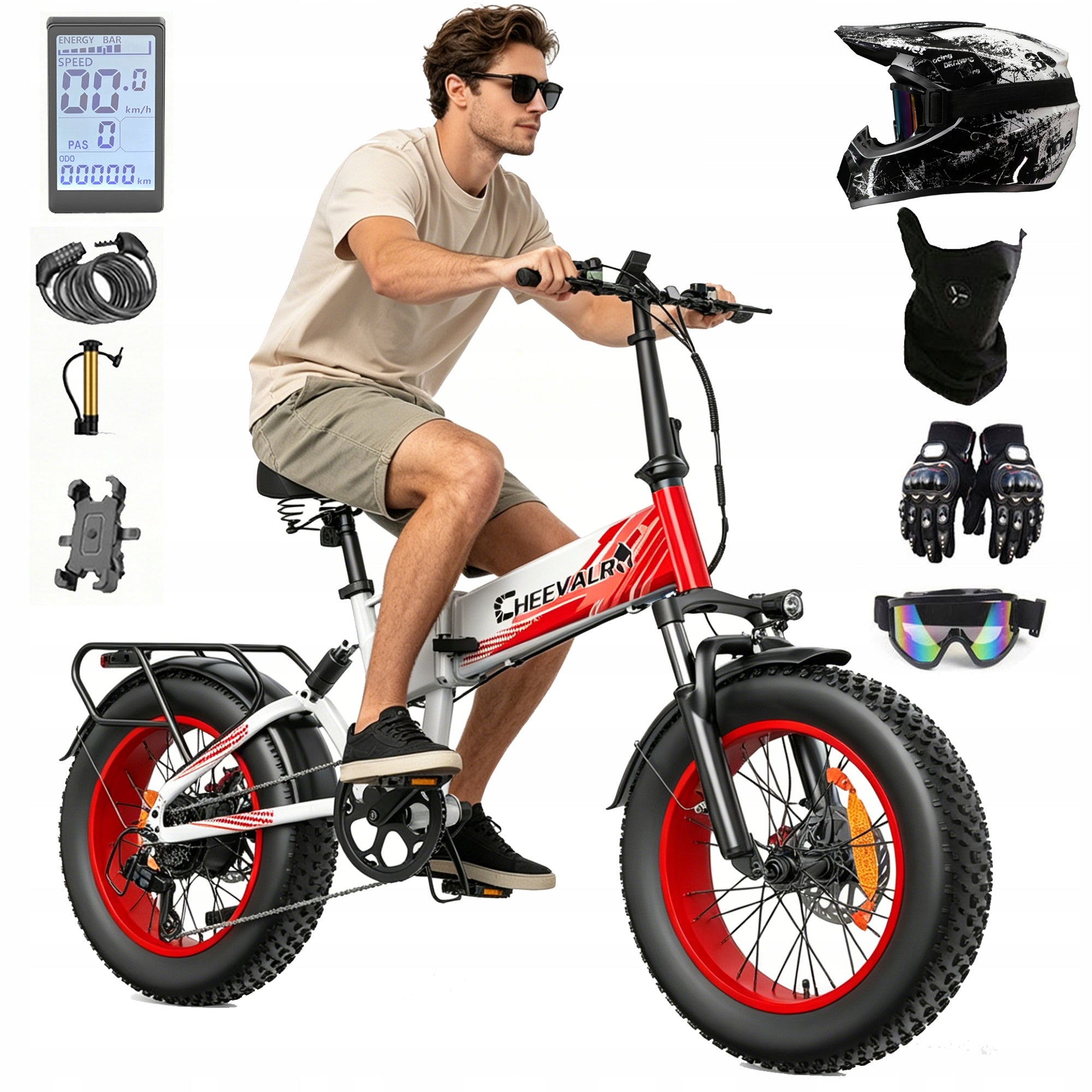Folding Electric Vehicles Cheevalry 48V 20Ah 1500W 46km/h 120km 20"+Helmet