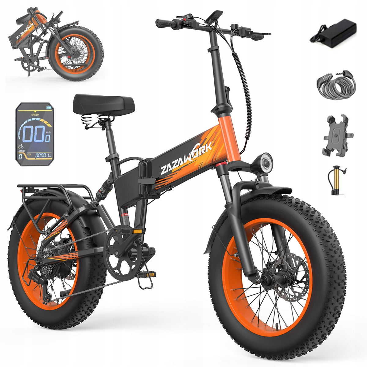 Folding Electric Vehicles ZAZAWORK 48V20Ah 1500W 120km 45km/h Off-road Manufacturer code ZAZAWORK CF1000 48V20Ah
