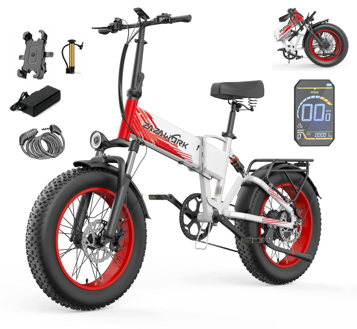 Folding Electric Vehicles ZAZAWORK CF1000 48V20Ah 1500W 45km/h 120km 20" Manufacturer code ZAZAWORK CF1000