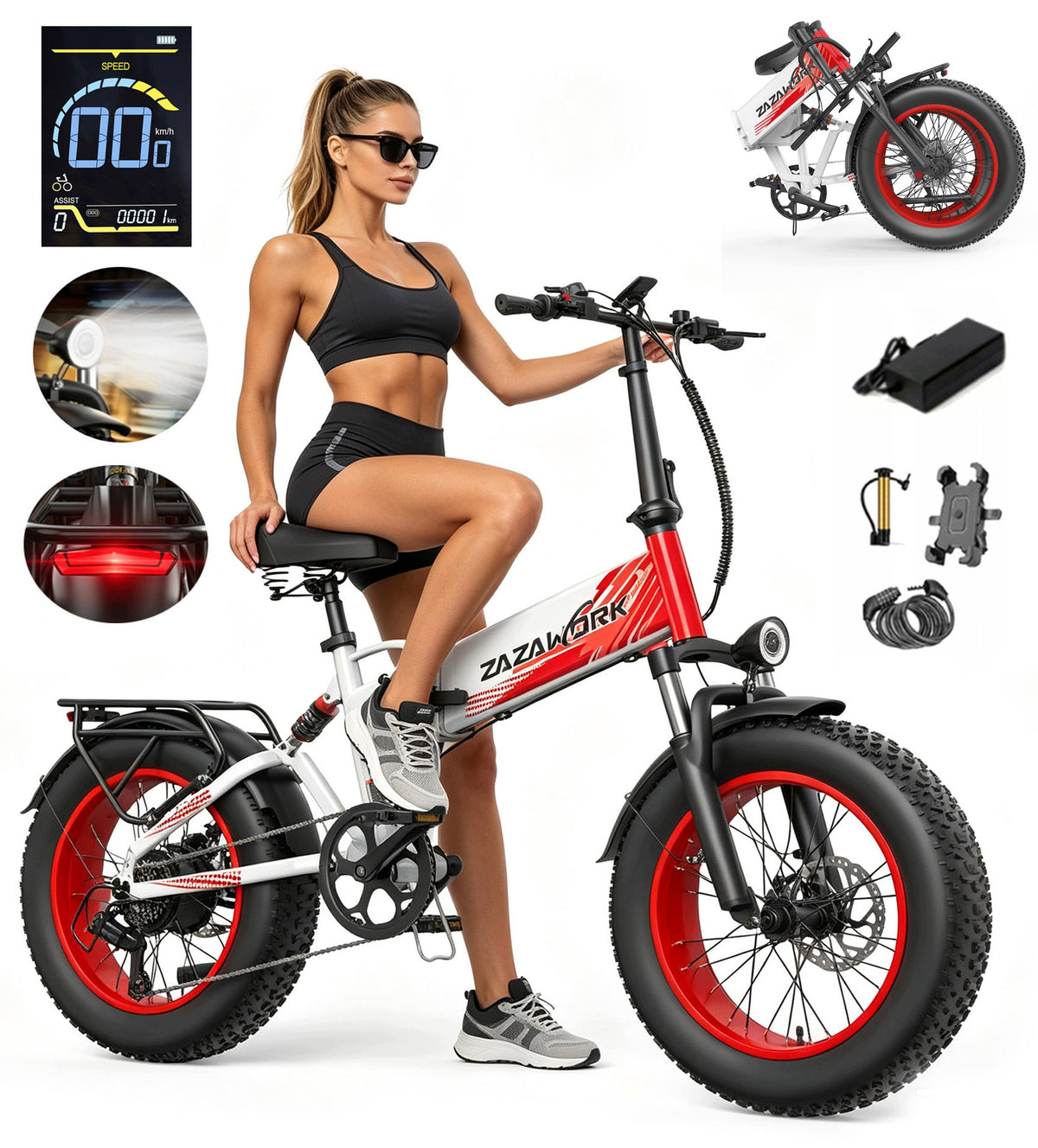 Folding Electric Vehicles ZAZAWORK CF1000 48V20Ah 1500W 45km/h 120km 20"
