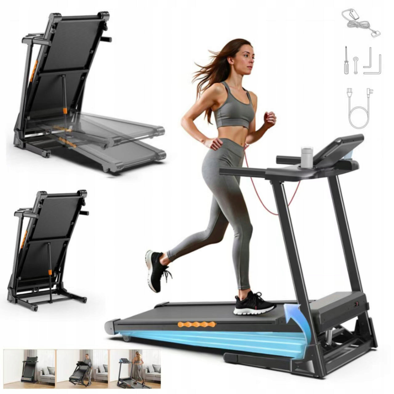 Folding FT61 1-13.5km/h 3,0 HP ELECTRIC TREADMILL HOME TRAINING