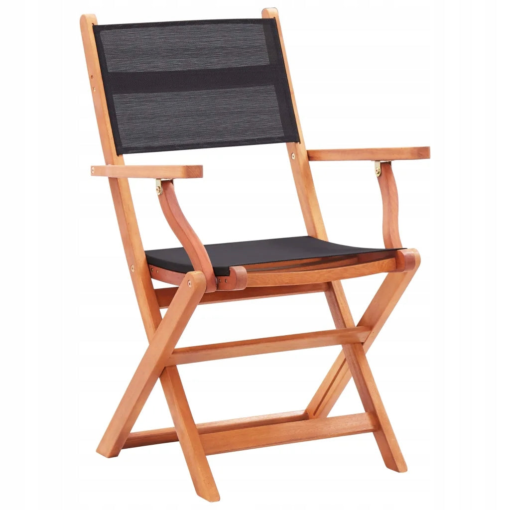 Folding Garden Chairs 4 Pack Black, Eucalyptus and Textile Brand no brand