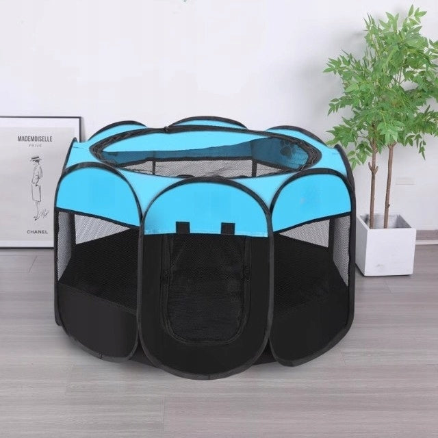 Folding Large Pet Tent Transport Playpen for Animals Blue Packaging status original