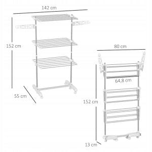 Folding Laundry Rack 3 Levels Adjustable Length 80-142 cm Brand no brand