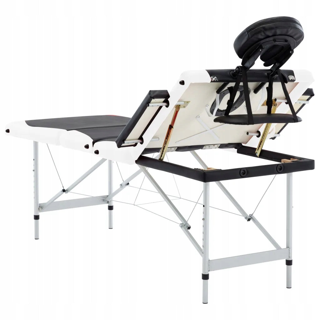 Folding Massage Table, 4-Zone, Aluminum, Black and White Manufacturer code 8720286001424