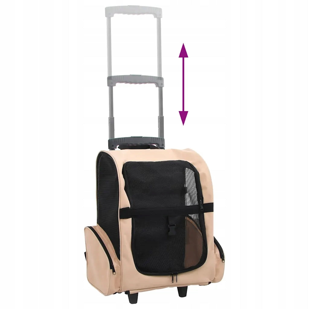 Folding Pet Stroller, Beige Build type locked