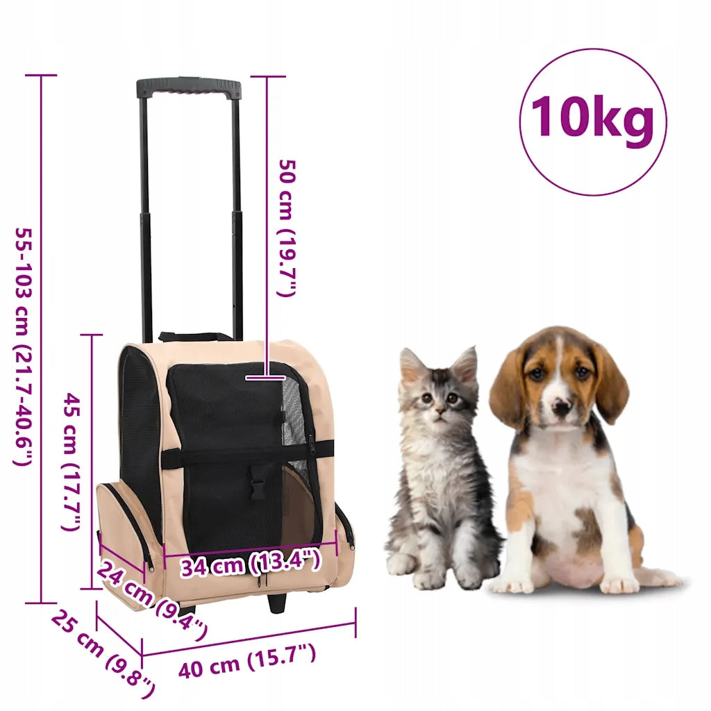 Folding Pet Stroller, Beige Product width 25 cm
