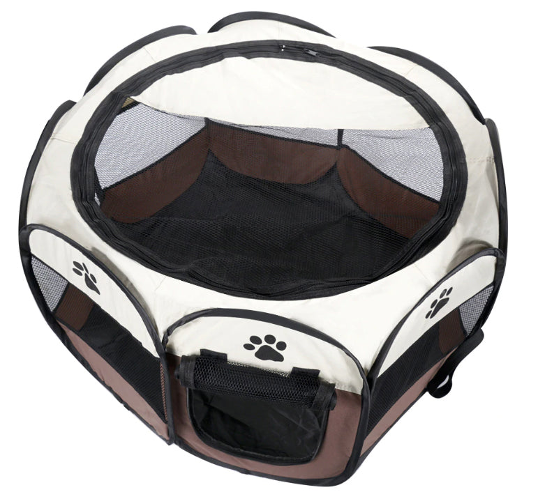 Folding Playpen for Dog Cat Puppies Kittens Lightweight Bed Brown - L Manufacturer code 15080