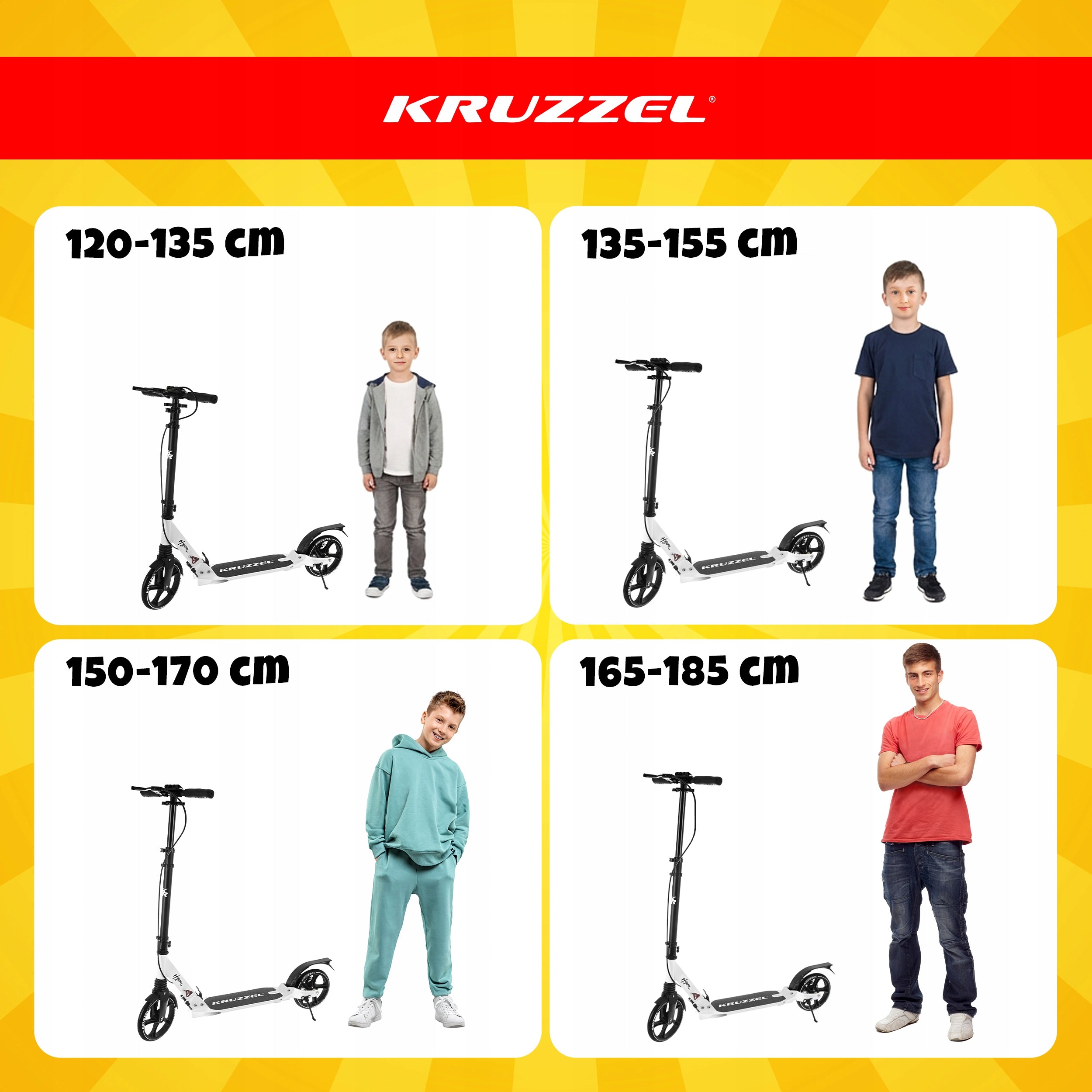 Folding Scooter for Children City Large Wheels 200 mm Shock Absorber Brake Brand Kruzzel