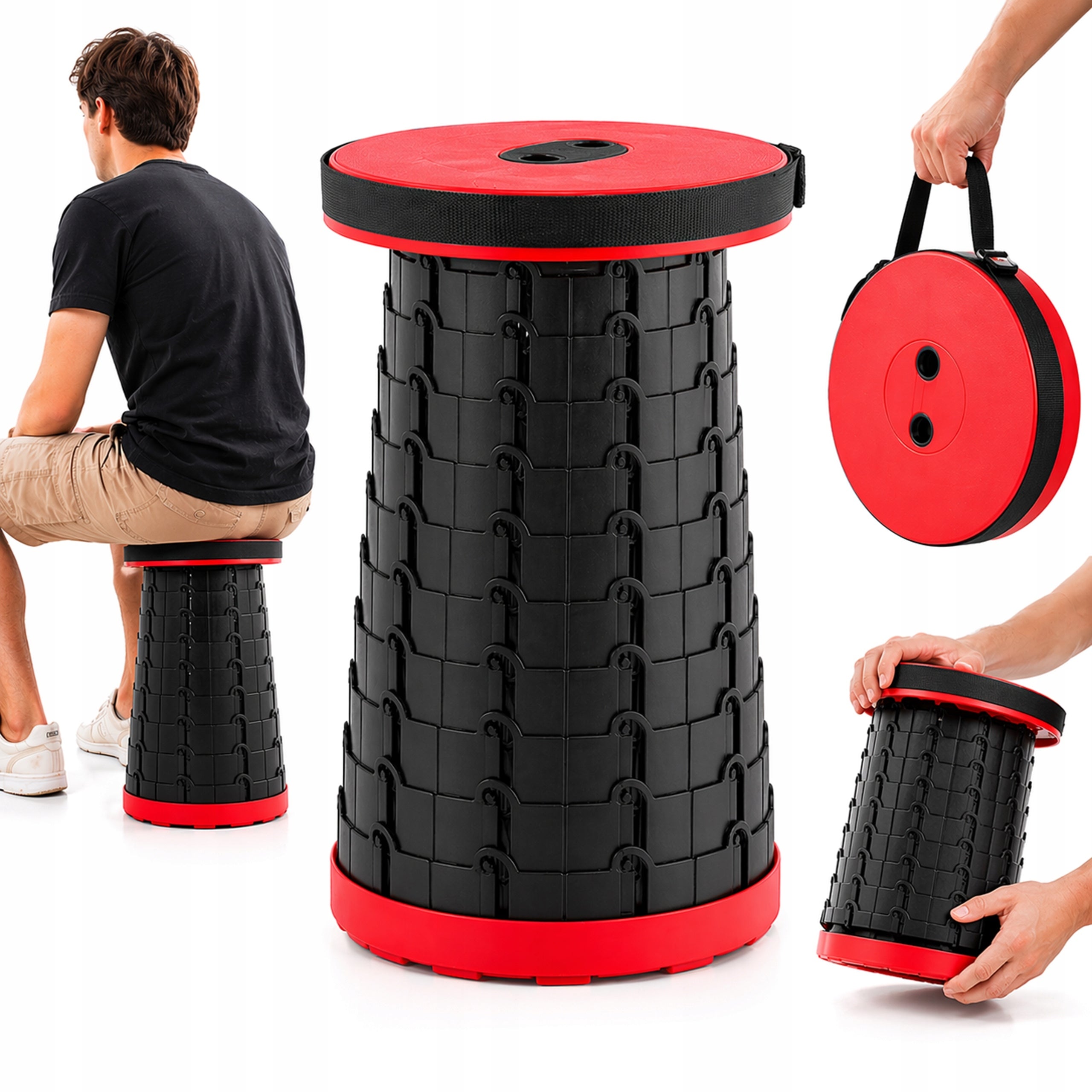 Folding Stool Hiking Stool Telescopic Camping Chair Up to 200kg