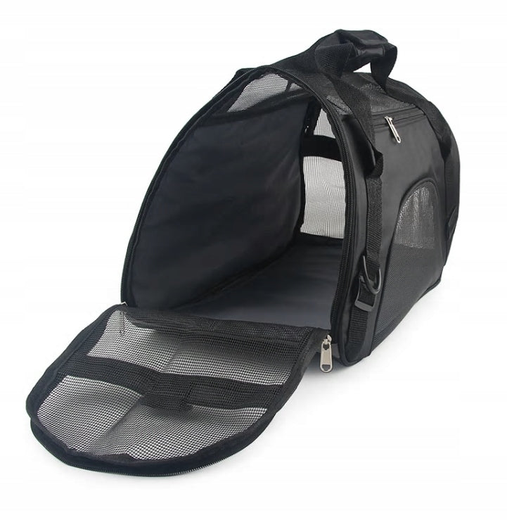 Folding TRANSPORTER VENTILATED for cat dog bag with belt and mat (I052) Manufacturer code I052