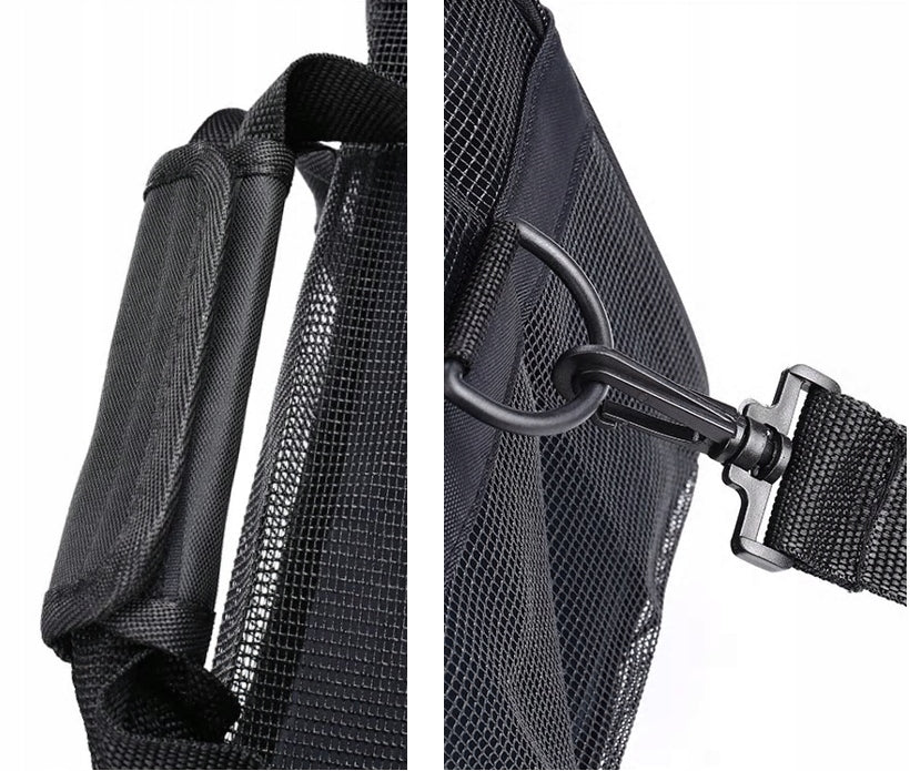 Folding TRANSPORTER VENTILATED for cat dog bag with belt and mat (I052) Product height 31 cm