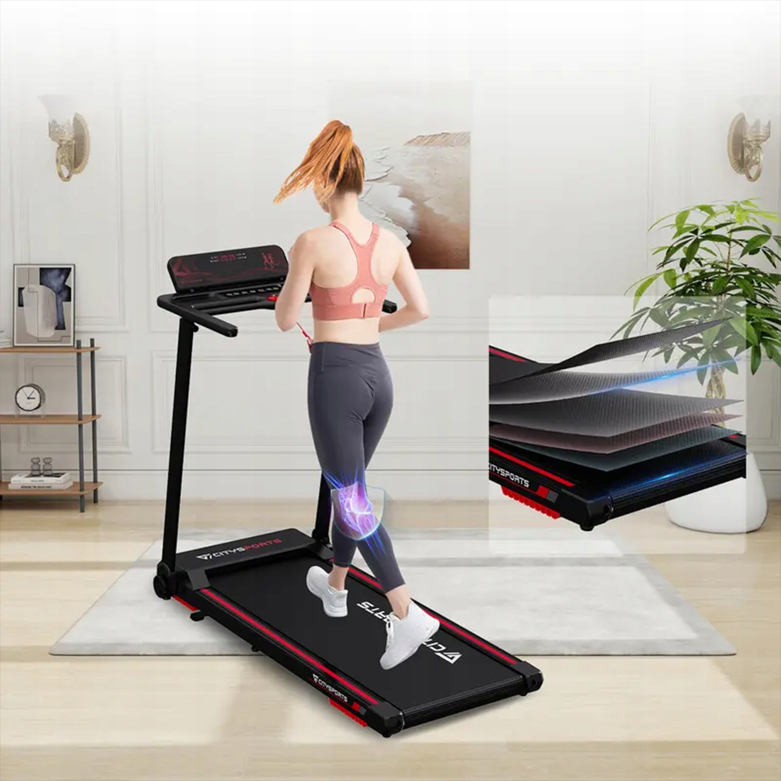 Folding Treadmill Home Electric Trainning Tilt Shock Absorption 12KM App/BT Maximum user weight 120 kg