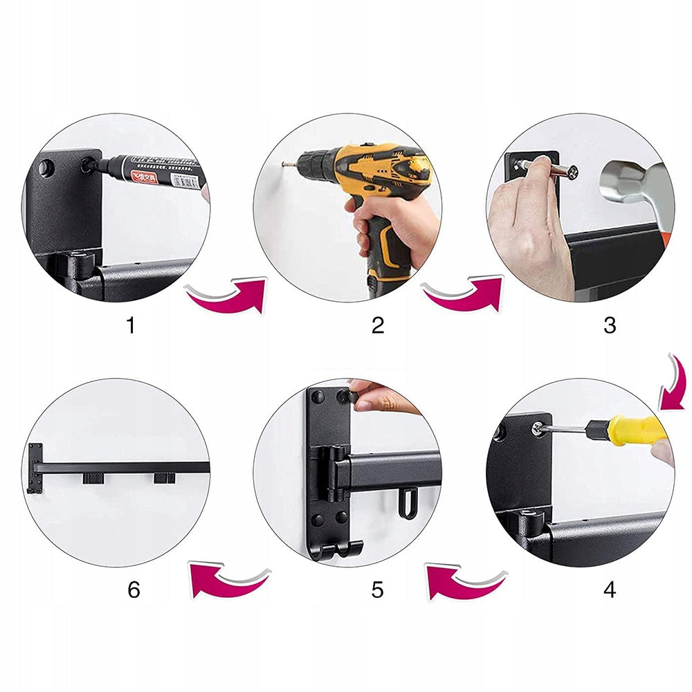 Folding Wall Hanger for Clothes with 18 Hooks - Foldable, Aluminum Kind Balcony