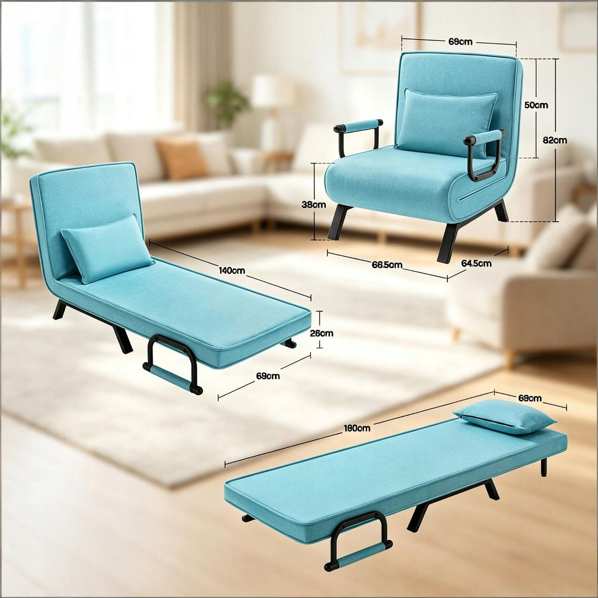 Folding armchair with sleeping function spacious armchair Brand no brand
