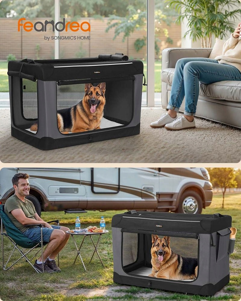 Folding cage dog transporter XXL 107×71×71cm 4 doors pocket handles Manufacturer code PDC021b01