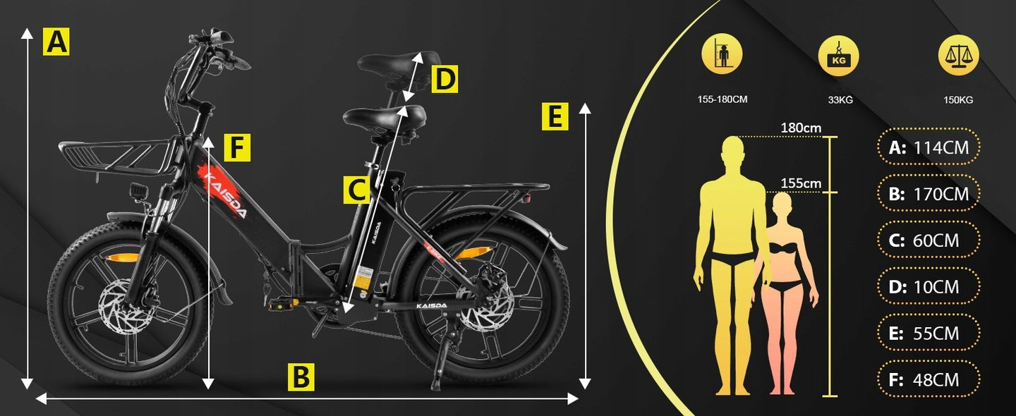 Folding city electric bike Kaisda K201 250W 20.8Ah 25 km/h 120 km Wheel size (") 20