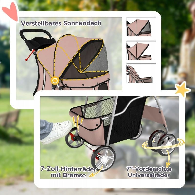 Folding dog stroller with basket and pillow up to 10kg 77x44x102cm Maximum animal weight 10 kg