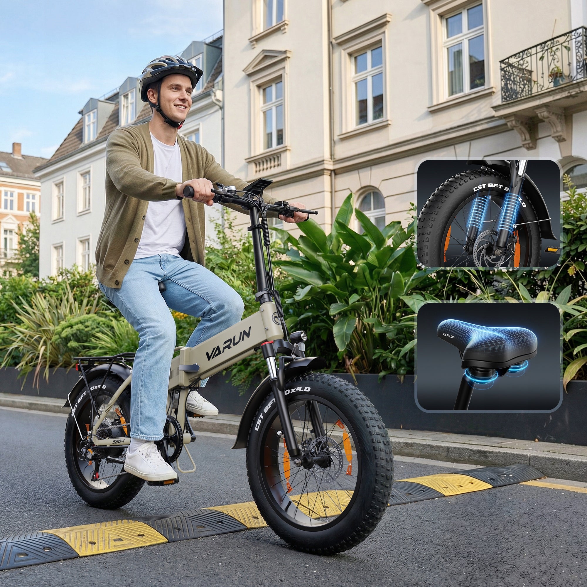 Folding electric bike VARUN 20x4'' VARUN 13Ah 120HP 250W Male/Women's Maximum rated power electric bike (under 250W)
