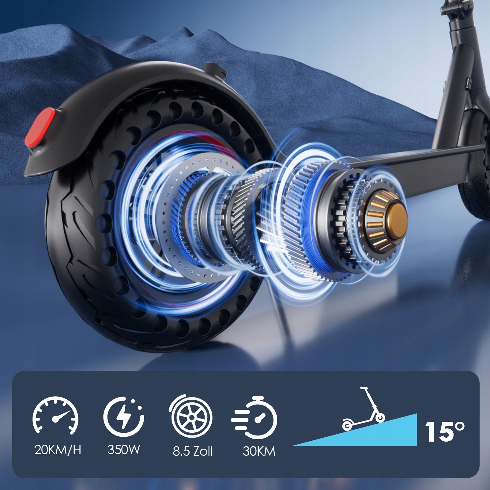 Folding electric scooter 350W indicator Double brakes 20km/h Color black
