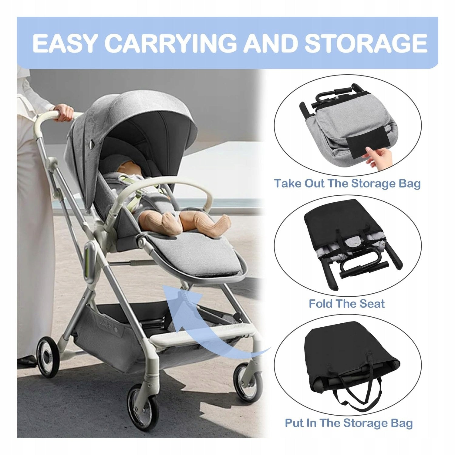 Folding feeding seat - practical - for children up to 15 kg Color white