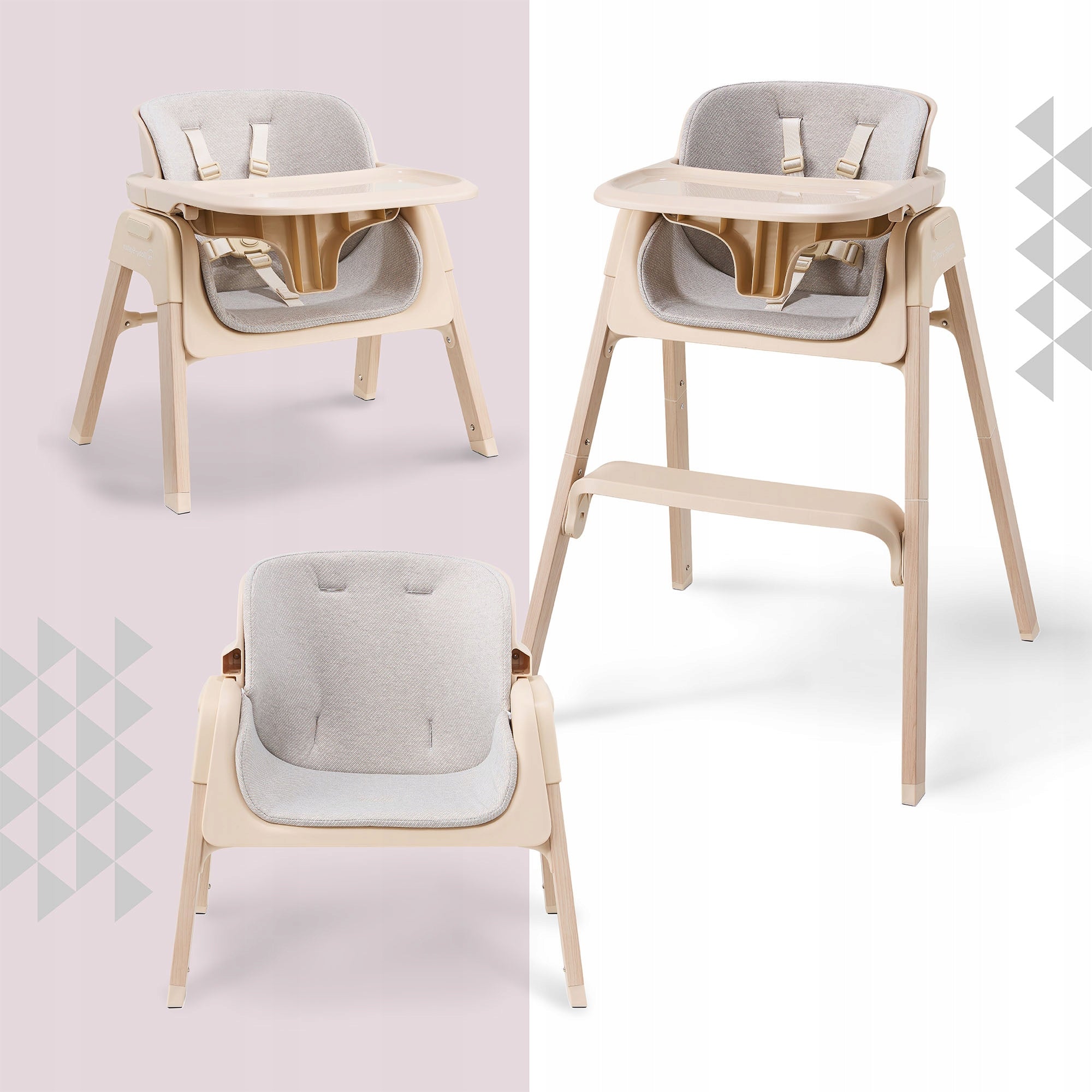 Folding high chair 3in1 for baby Lumo beige