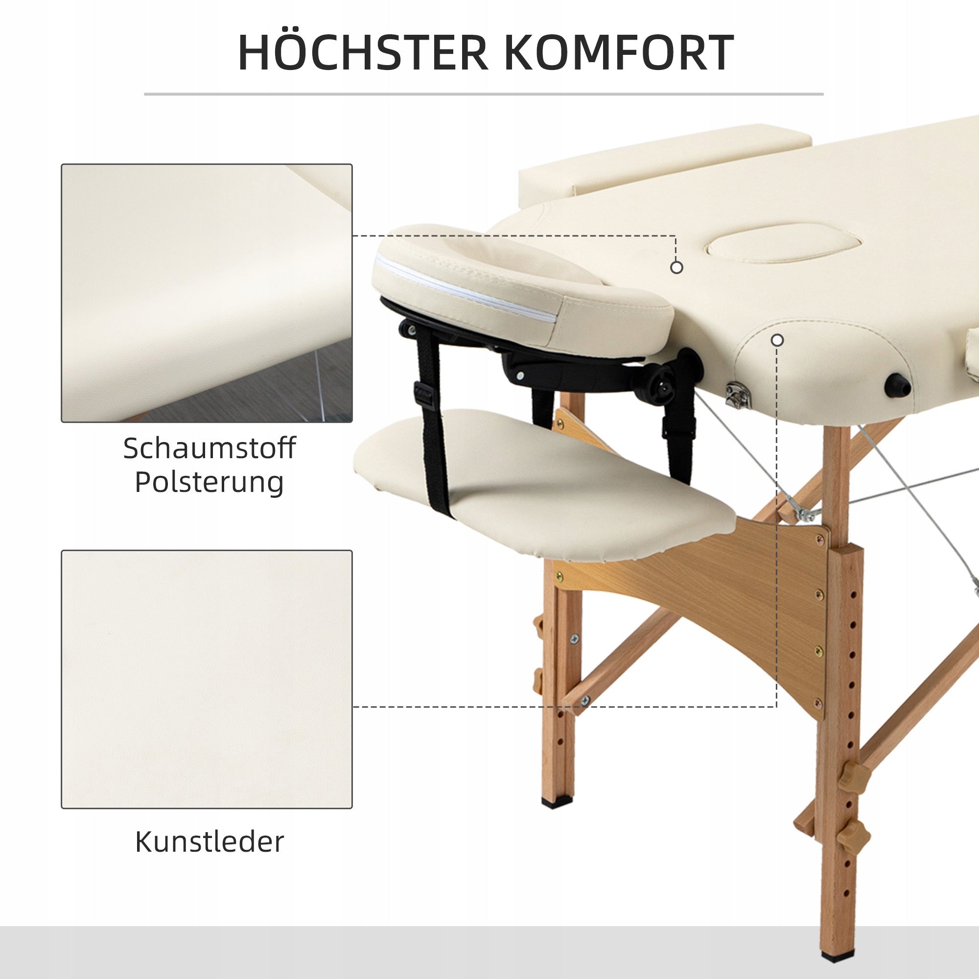 Folding massage table, adjustable height, for spa, living room Frame material wood