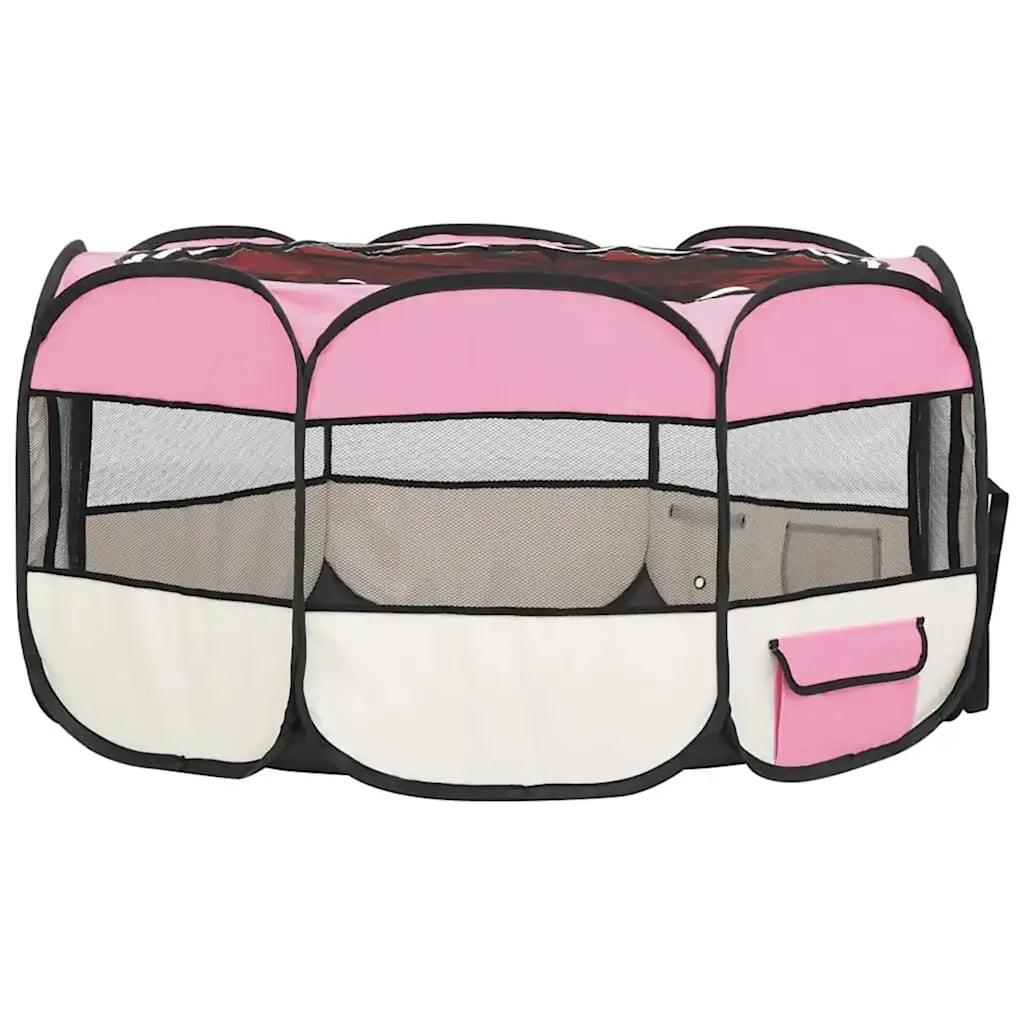 Folding playpen for dog, with bag, pink, 145x145x61 cm Trade name 171012