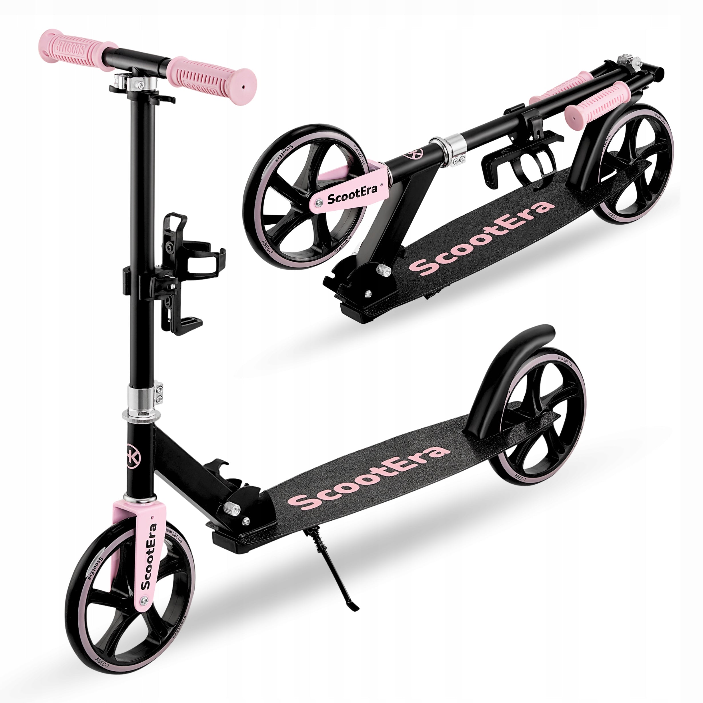 Folding scooter 200 mm foldable adjustable light urban black and pink