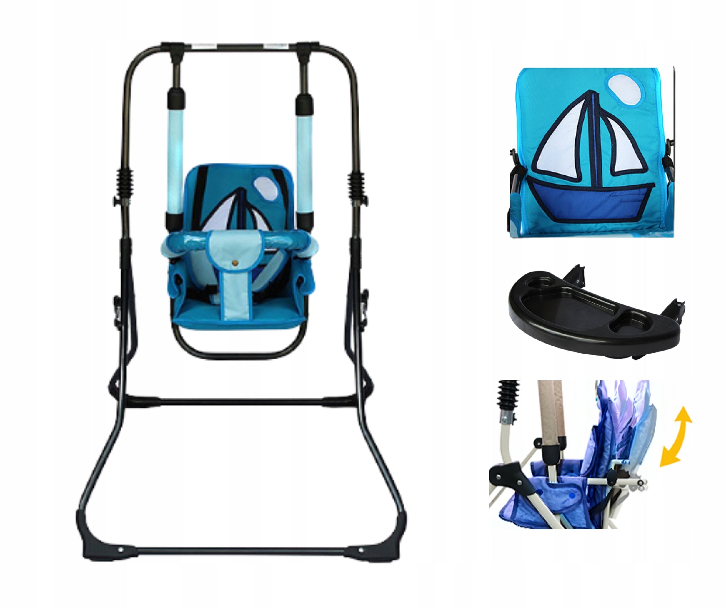 Folding swing freestanding lounger 3in1 for child+chair+tray PL