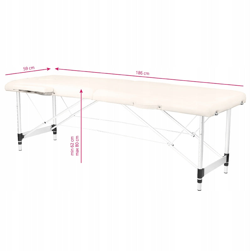 Folding table for massage aluminum comfort Activ Fizjo 2 segment cream Weight 18 kg