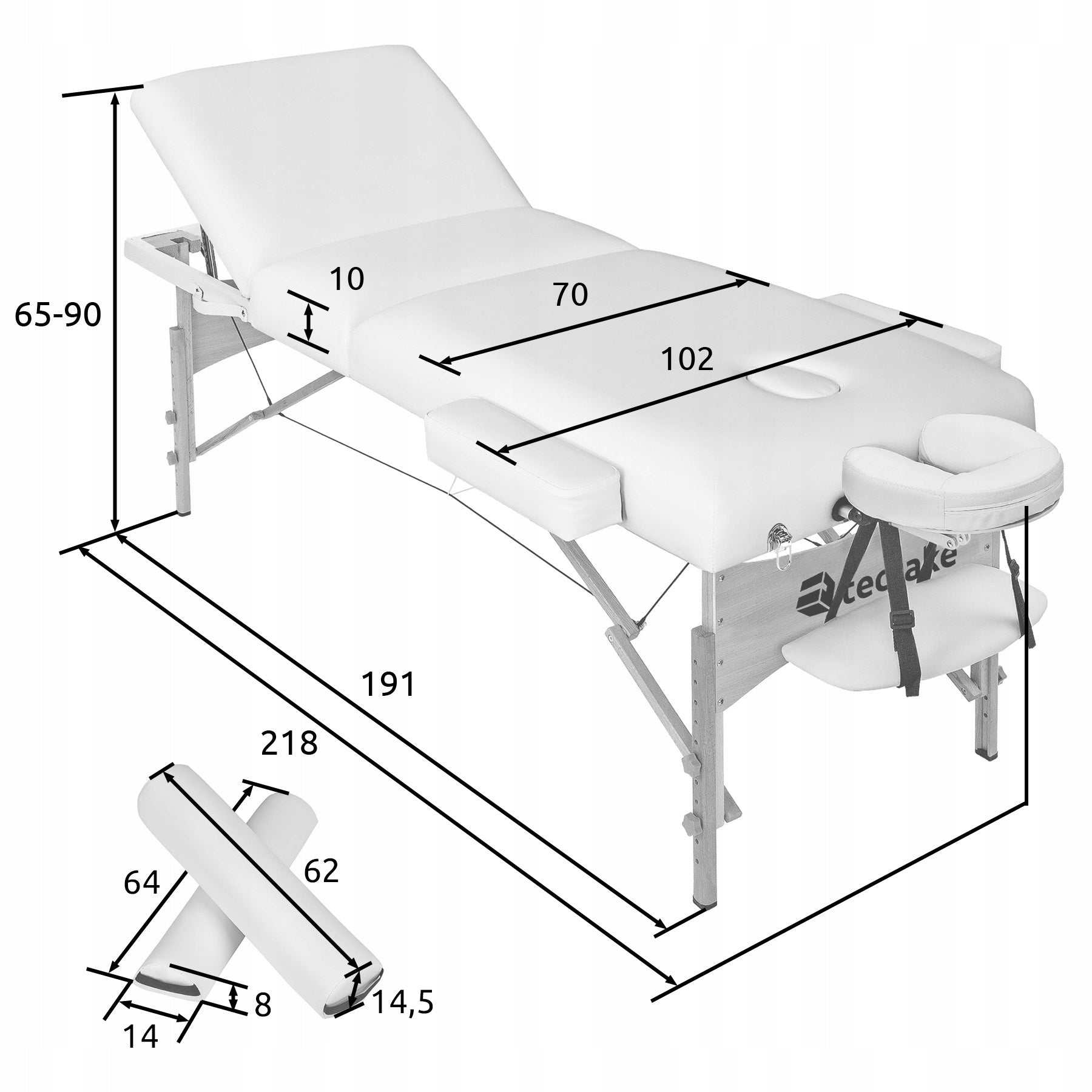 Folding table for massage wood Tectake beiges and browns Frame material wood