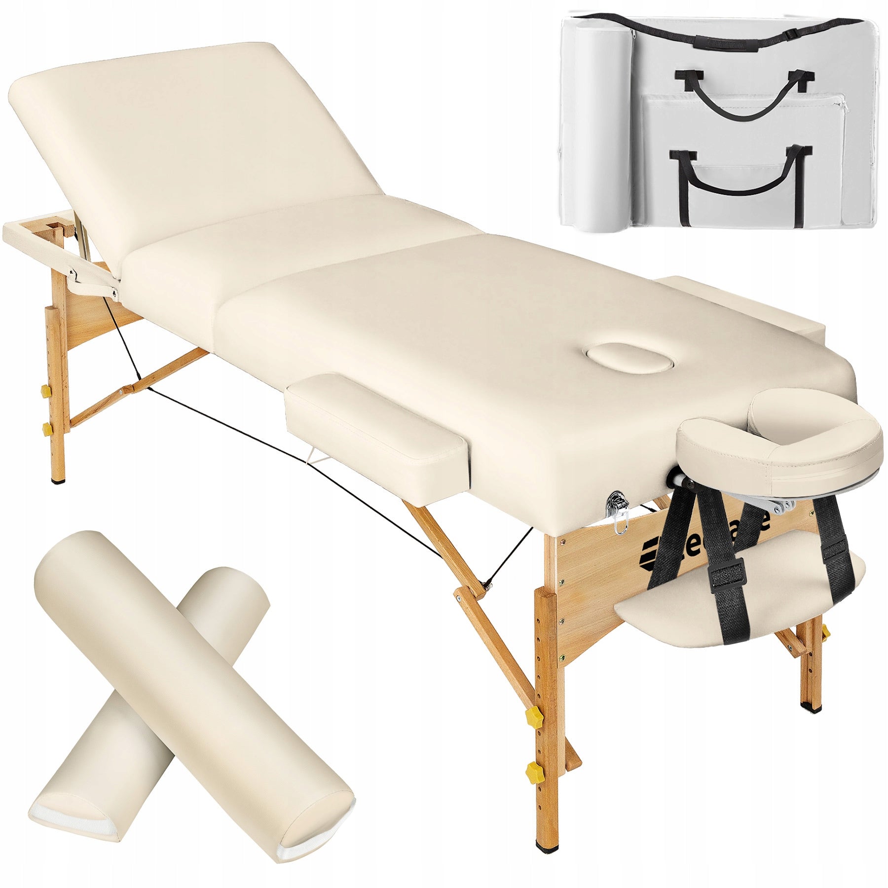 Folding table for massage wood Tectake beiges and browns