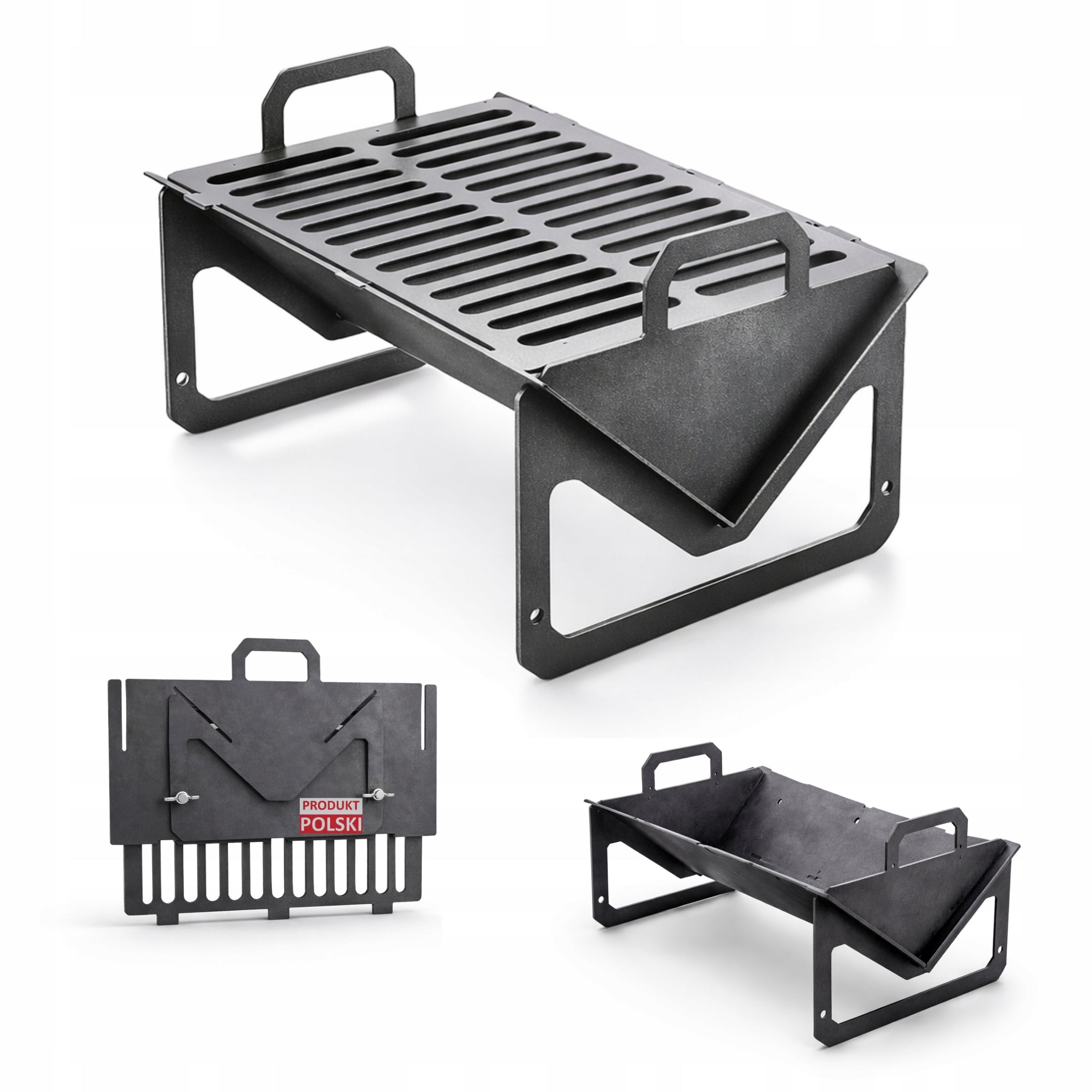 Folding tourist grill – thick steel 3mm hearth 39x25cm - suitcase Manufacturer no brand
