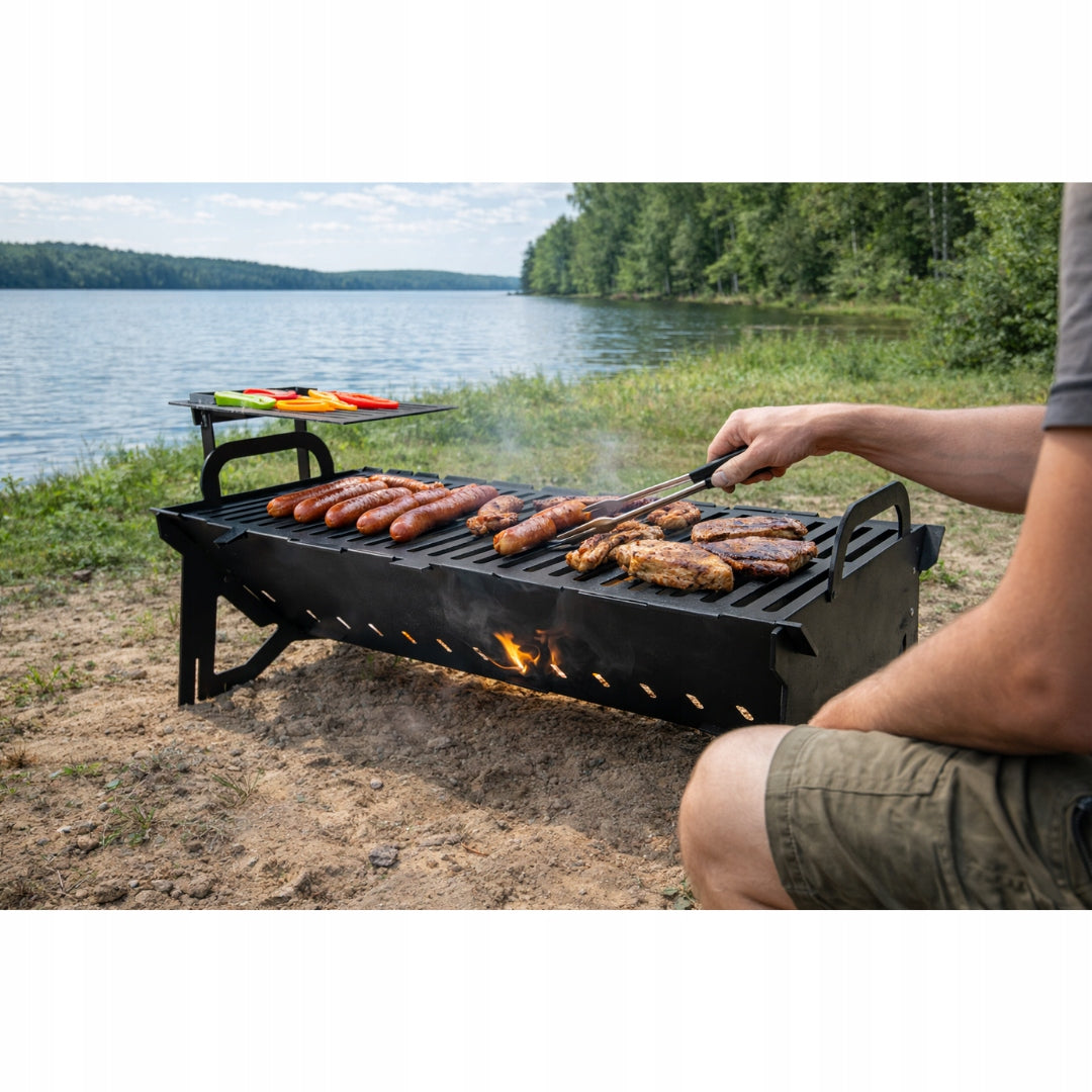 Folding tourist grill – thick steel 3mm | transport case | 60cm Manufacturer no brand