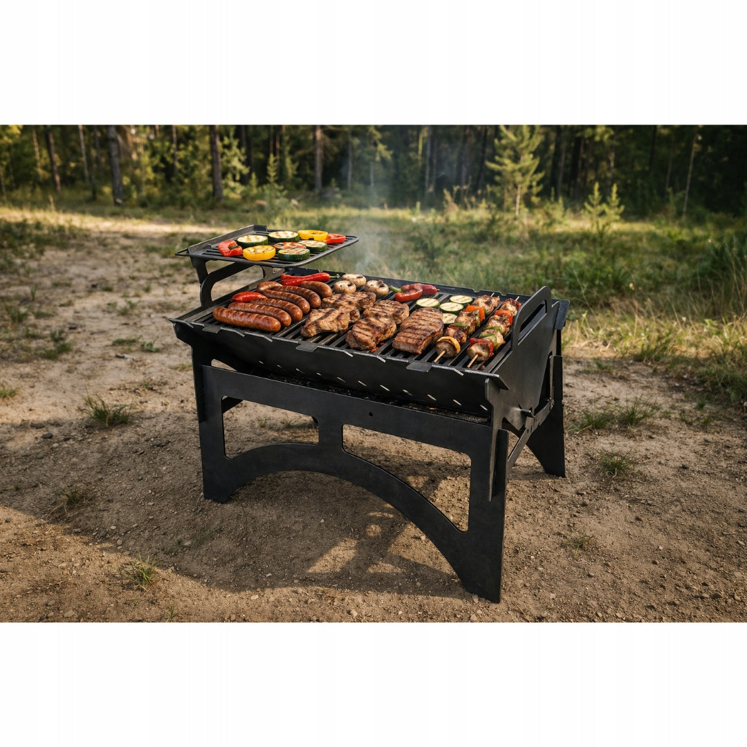 Folding tourist mangal grill – thick steel 3mm | suitcase | 60cm Packaging status original