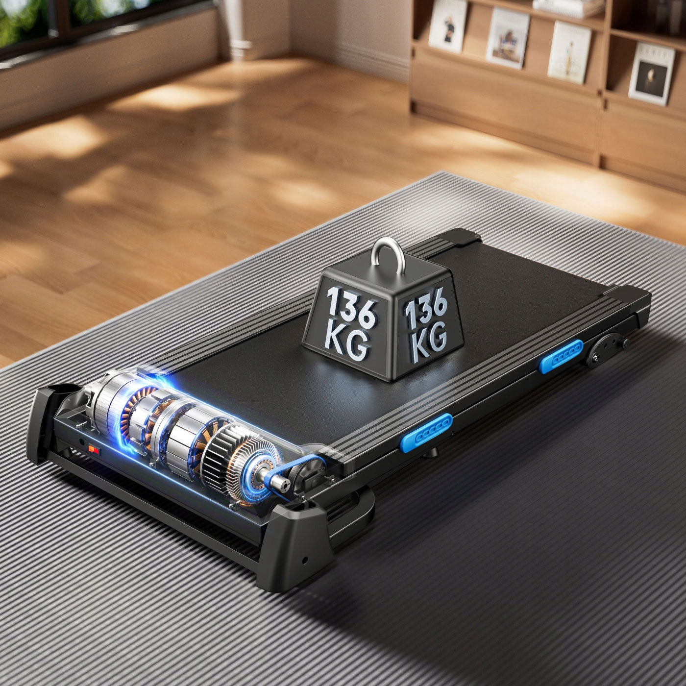 Folding treadmill, electric slope 15%, 0,8-12 km/h, Bluetooth Product weight 48 kg