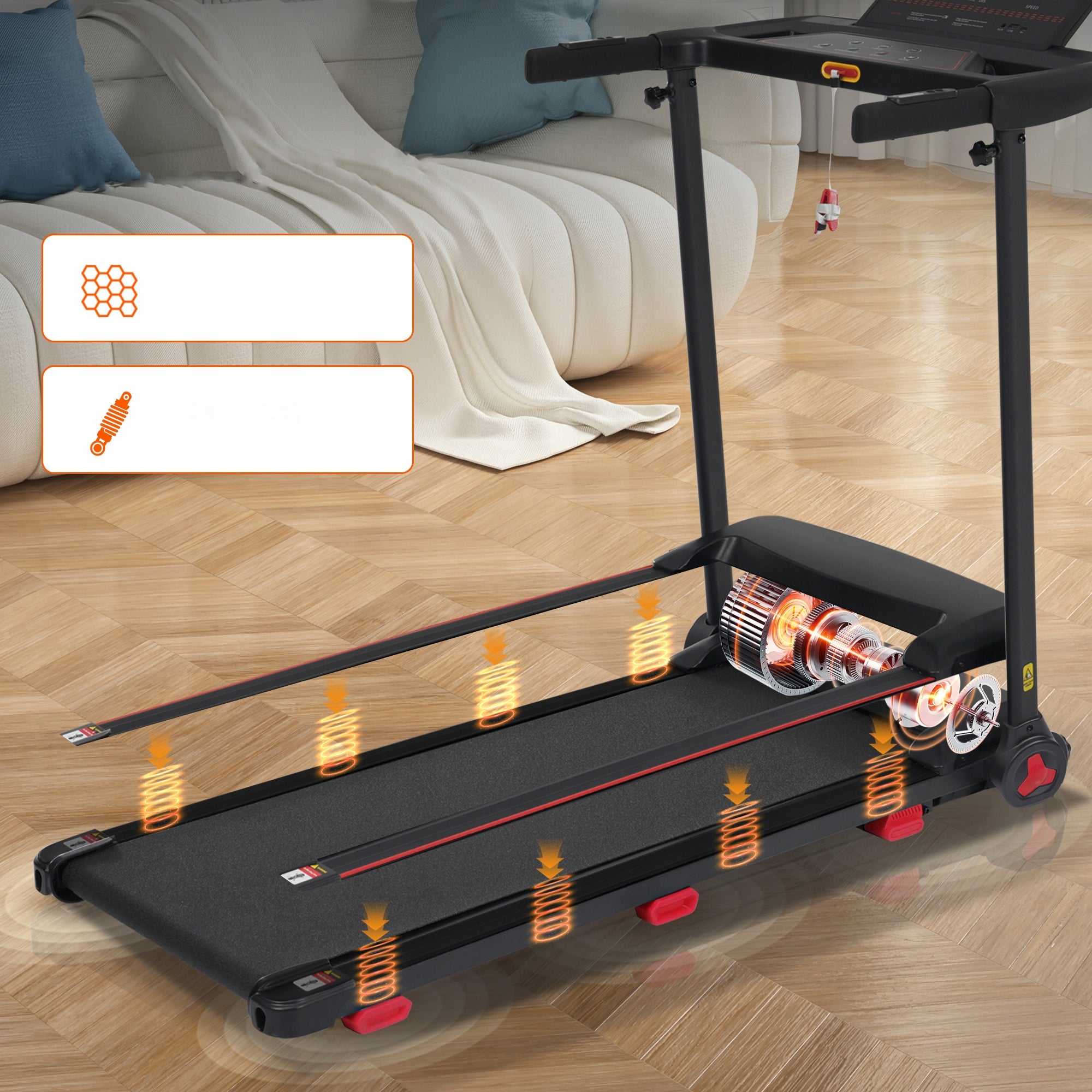Folding treadmill for home N884P423388B 14km/h120kg3.0KM slope 8% BT USB Brand no brand