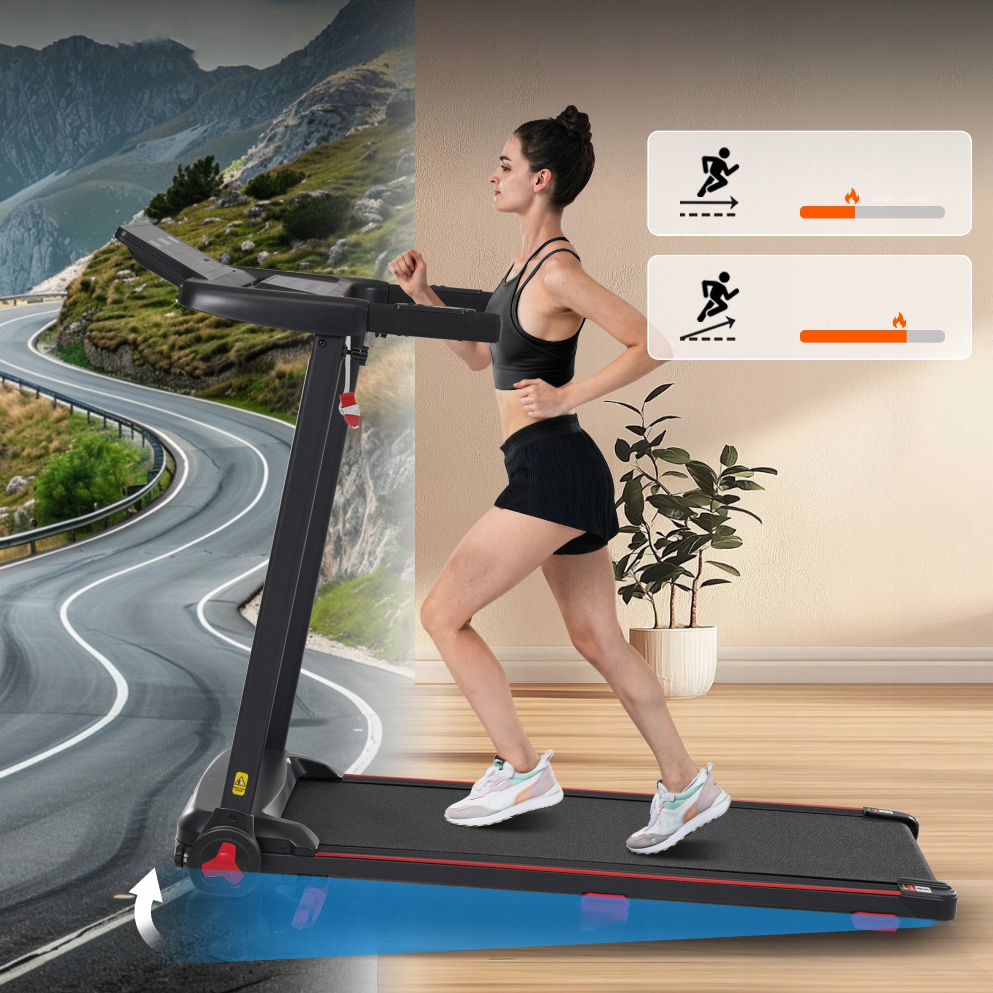 Folding treadmill for home N884P423388B 14km/h120kg3.0KM slope 8% BT USB Model other