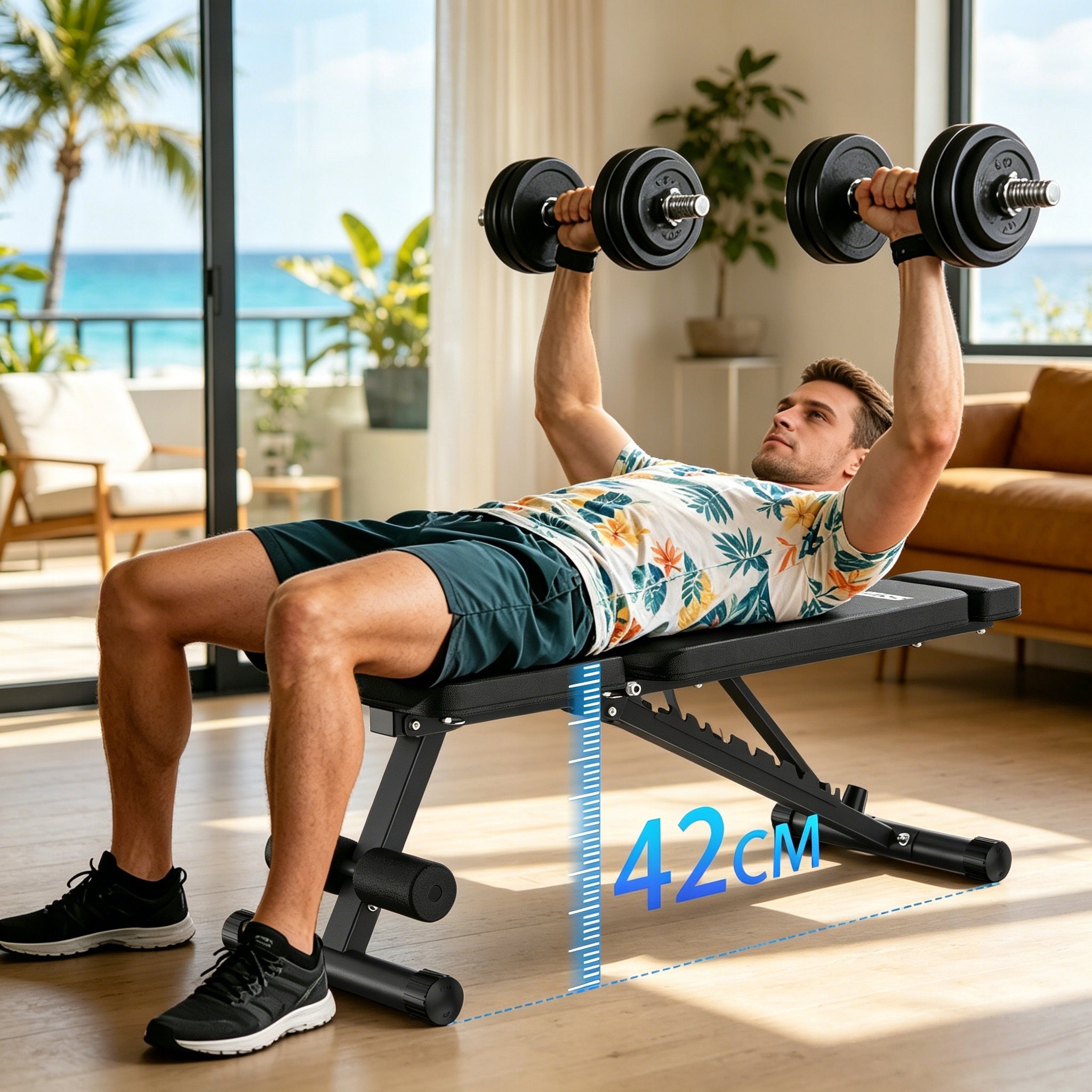 Folding weight bench, load capacity 500 kg, 10 levels of adjustment Brand ORISYN