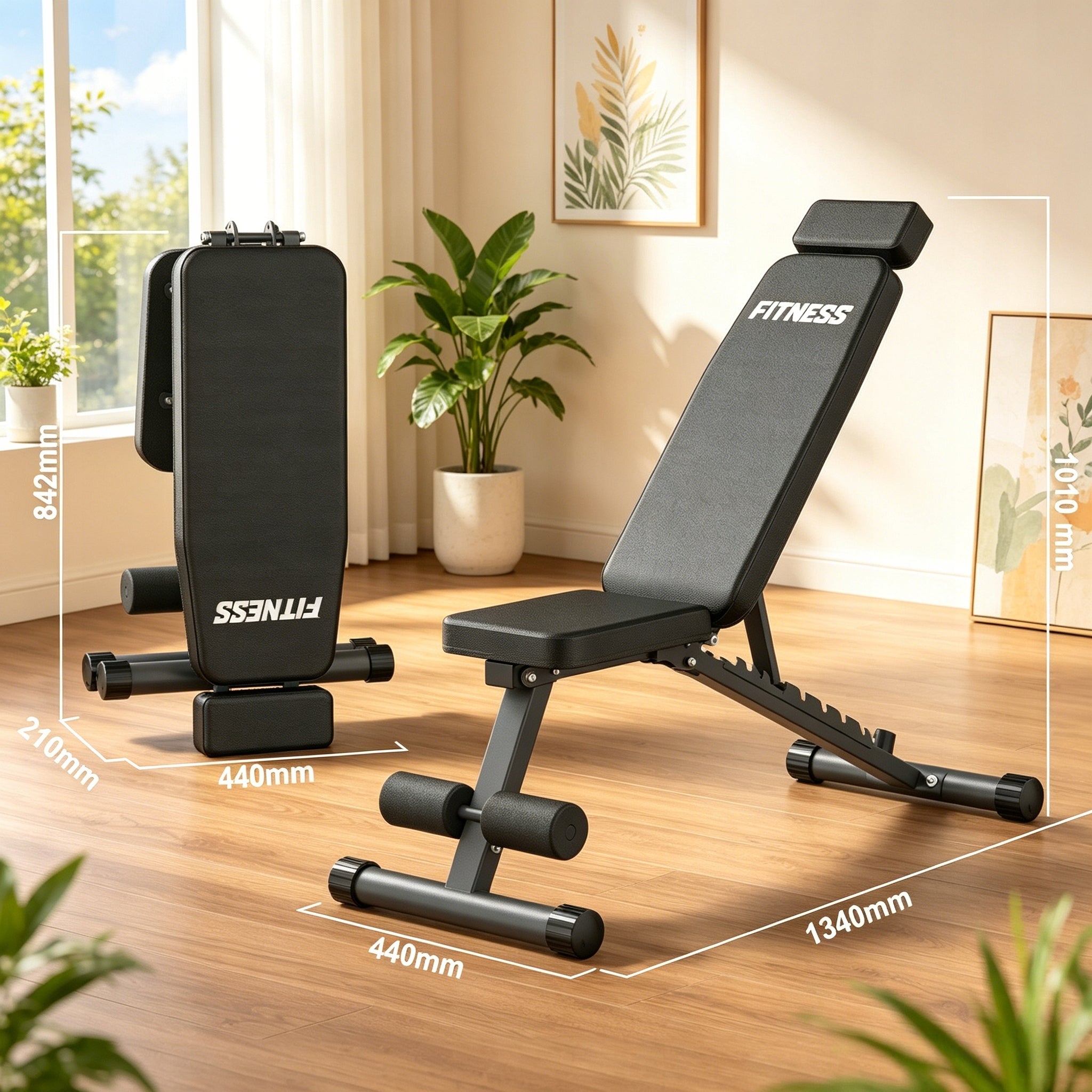 Folding weight bench, load capacity 500 kg, 10 levels of adjustment Maximum user weight 500 kg