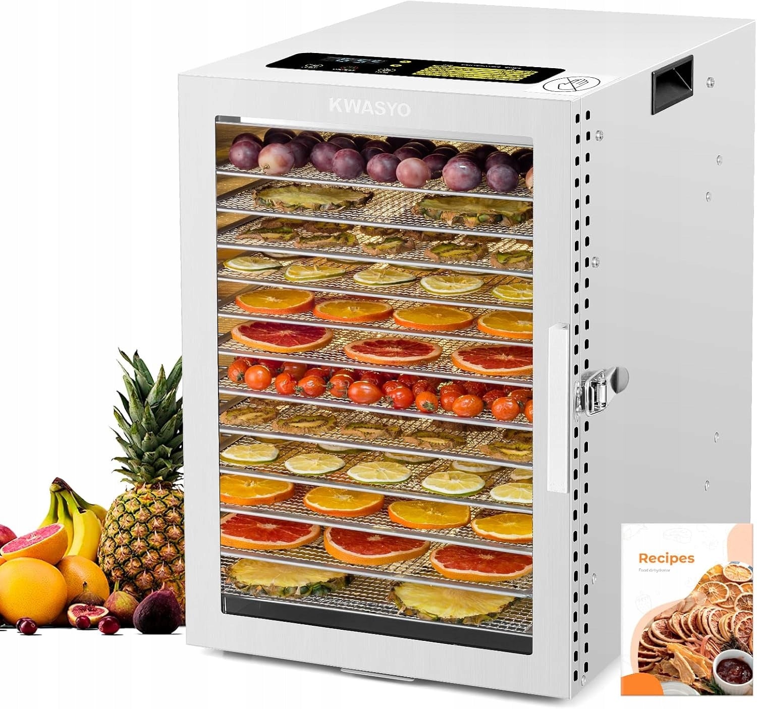 Food Dryer 12 Shelves 800W 2x Fan 20-90°C Stainless Steel