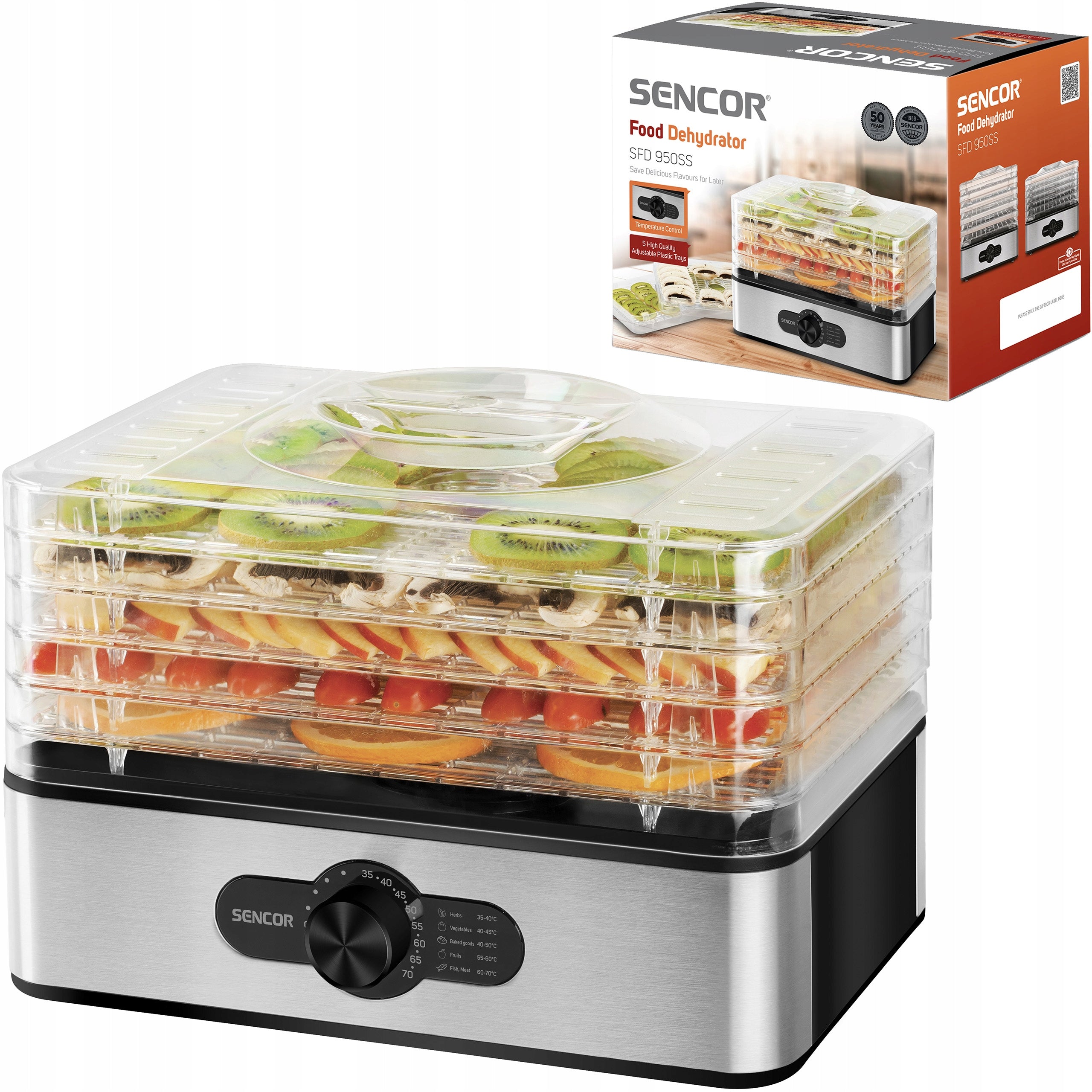 Food Dryer for Food Mushrooms Sencor SFD 950SS Packaging status original